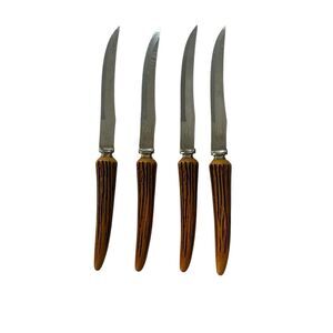 Vintage E. Parker and Sons Sheffield England Faux Horn Handles Set Of 4 Knives